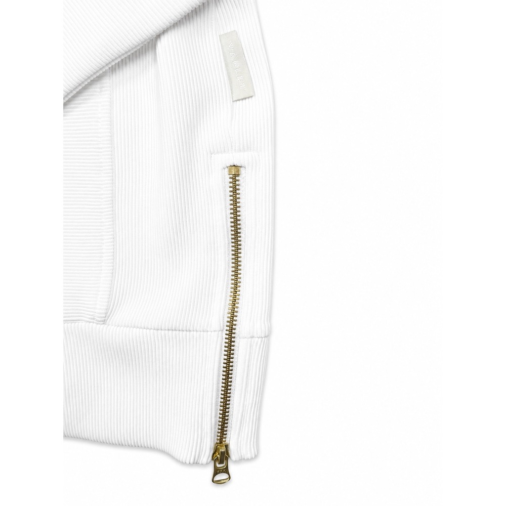 Varley Goulding White Ribbed Side Zip Sweatshirt Pullover Size M Mock Neck Luxe - Picture 5 of 9